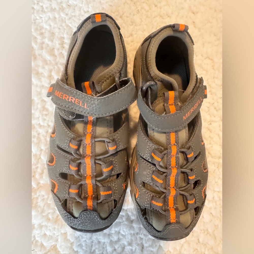 Merrell Kids' Sandals‎ in Gray & Orange size 1 Summer camp  Boating water style